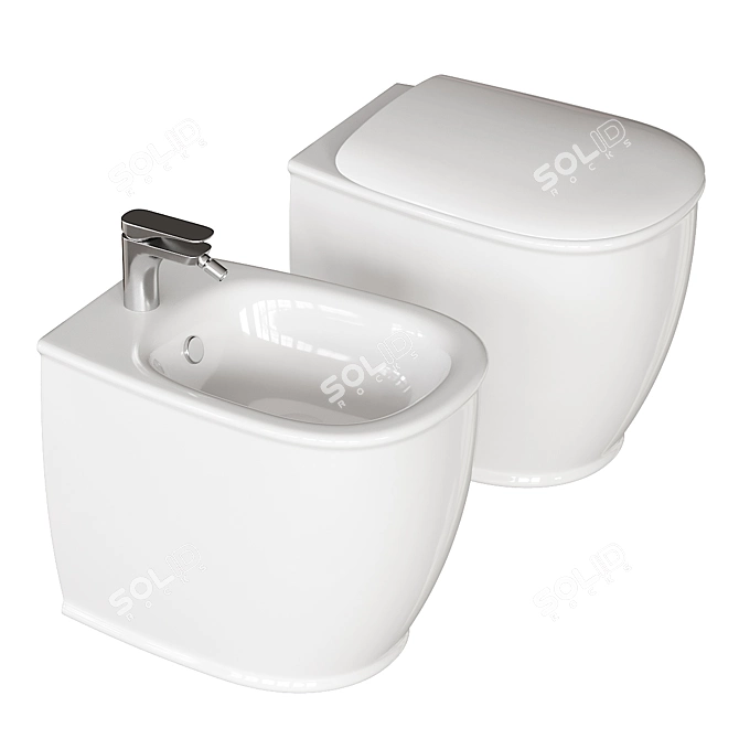 Elegant Atelier WC Bidet Set 3D model image 2