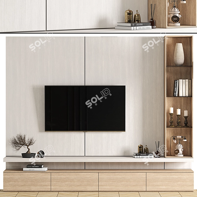 Modern TV Wall Decor Set 3D model image 1