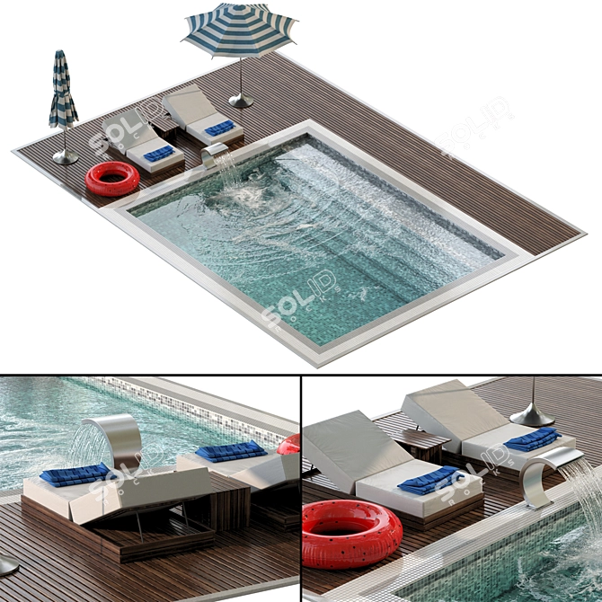 Luxury Floating Swimming Pool Bed 3D model image 1