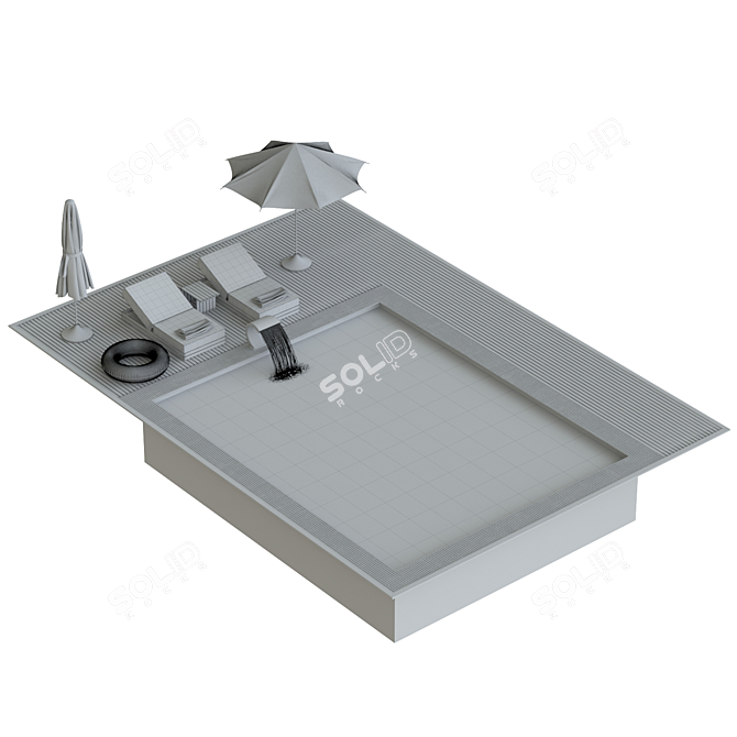 Luxury Floating Swimming Pool Bed 3D model image 2