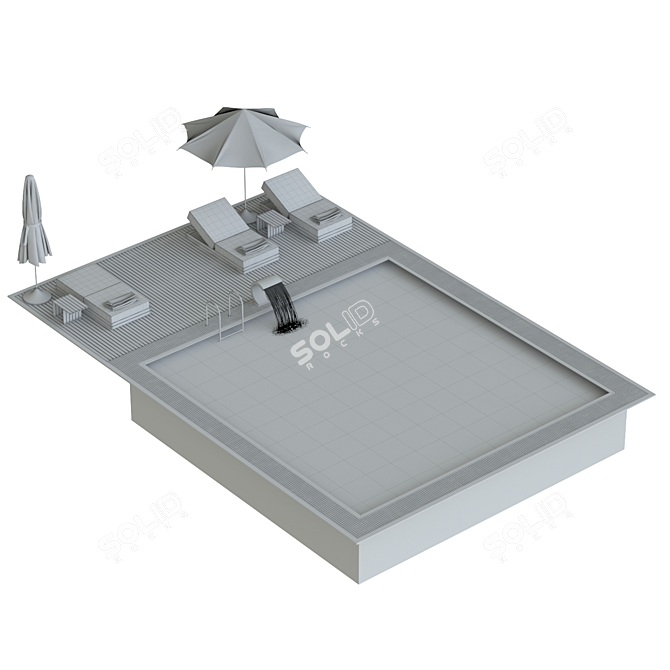 Modernistic Swimming Pool Design 3D model image 2