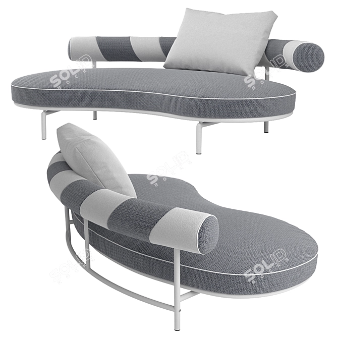 Outdoor Curved Garden Sofa, Vray Render 3D model image 2