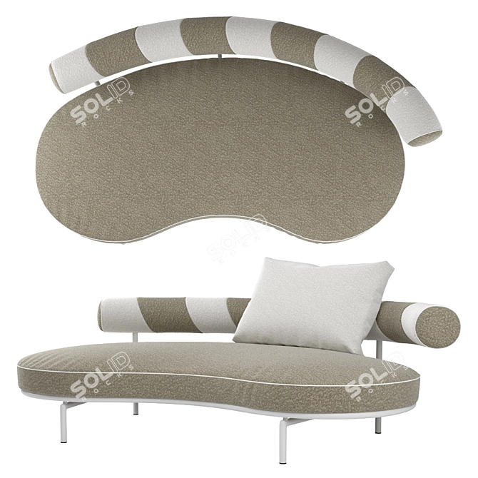 Outdoor Curved Garden Sofa, Vray Render 3D model image 3