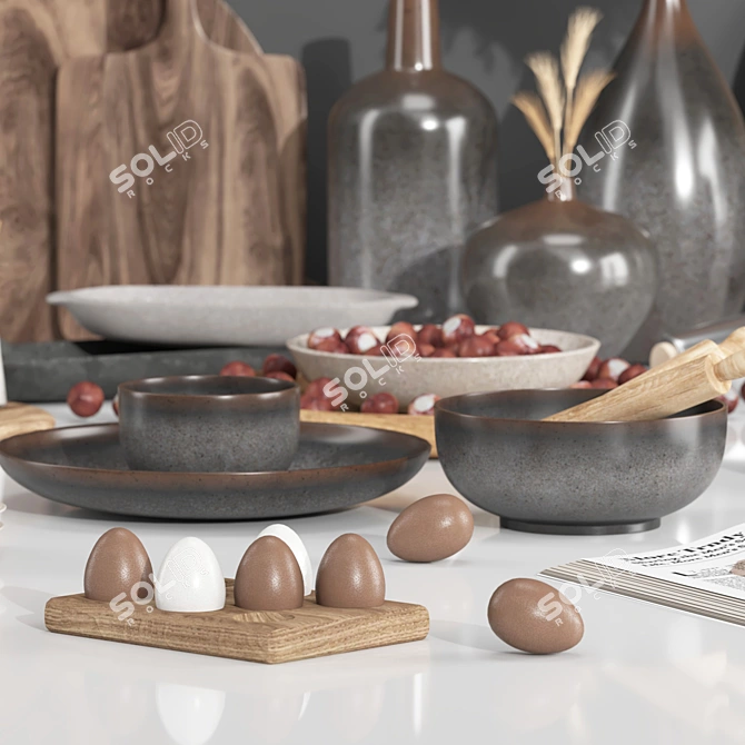 Modern Kitchen Accessories Set 3D model image 3