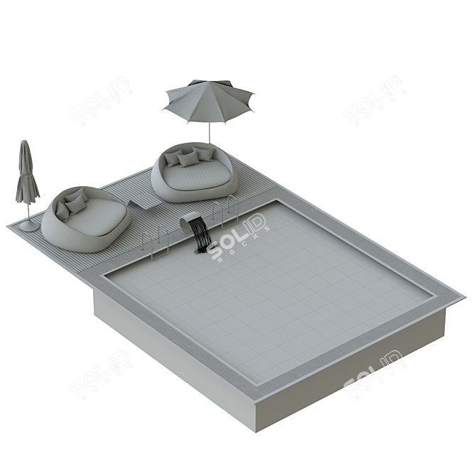 Luxury Pool with Elegant Design 3D model image 2