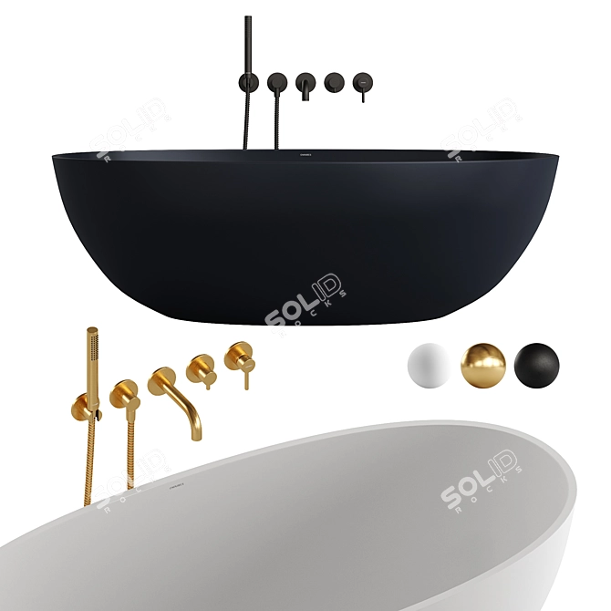 Luxury Y Bath Mixer Set 3D model image 1