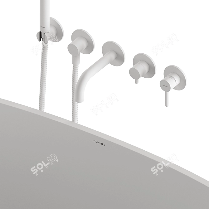 Luxury Y Bath Mixer Set 3D model image 4