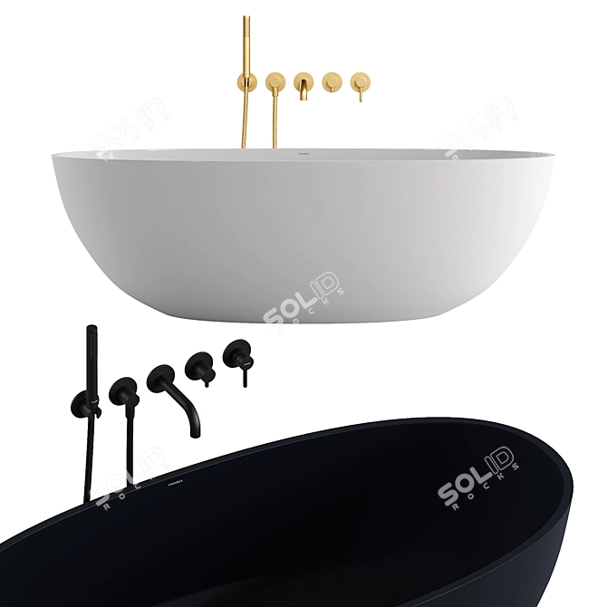 Luxury Y Bath Mixer Set 3D model image 7