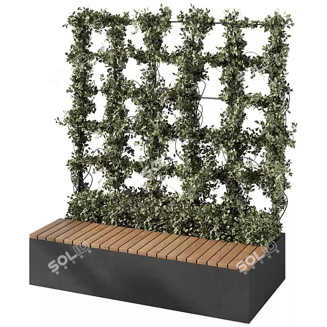 Modern Plant Bench Set 3D model image 1
