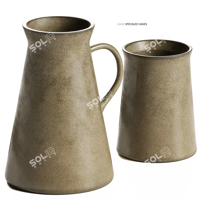 Dark Speckled Terracotta Vase Set 3D model image 1