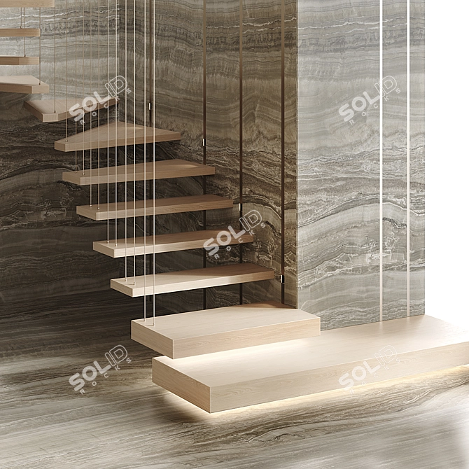 Floating Staircase Set with Night Lights 3D model image 5