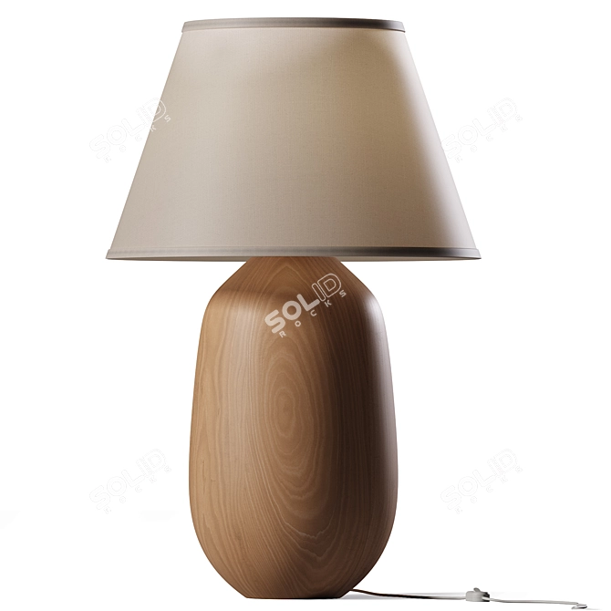 Elegant Oak Table Lamp 3D model image 2