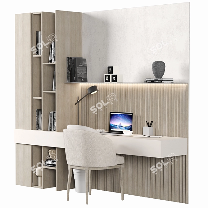 Elegant Home Office Furniture Set 3D model image 7