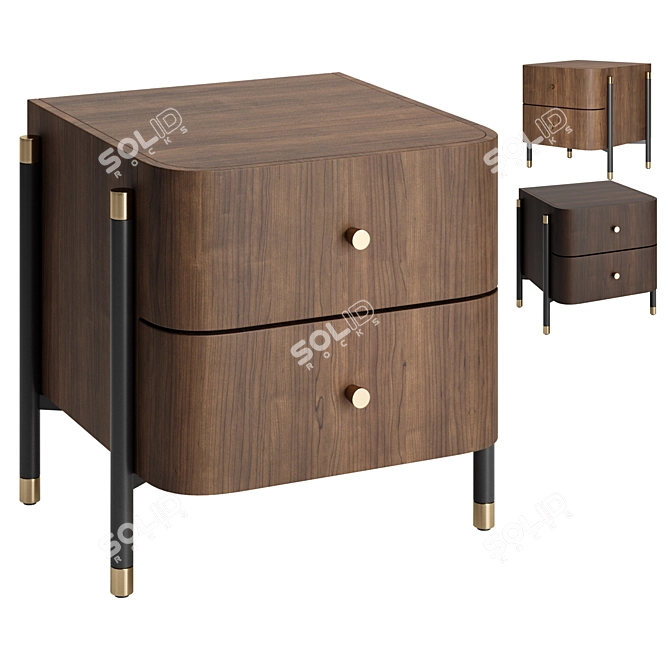 Elegant Modern Rosie Bedside Table 3D model image 1