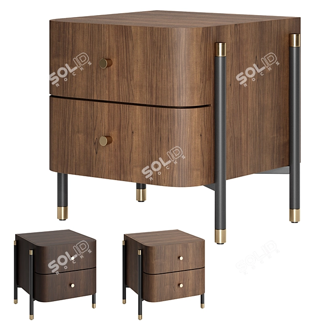 Elegant Modern Rosie Bedside Table 3D model image 2