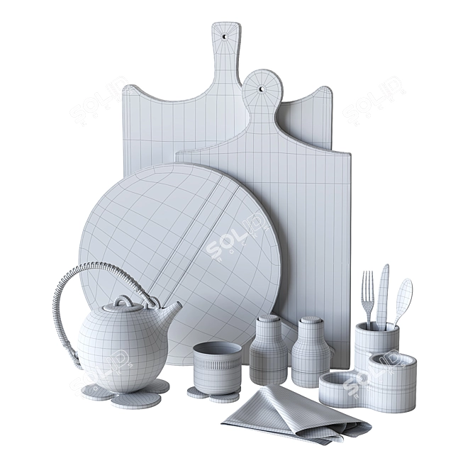 Modern Kitchen Decor Set by GBS-KDS01 3D model image 5