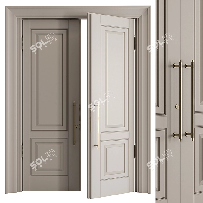 Rustic Wood Front Door Kit 3D model image 1