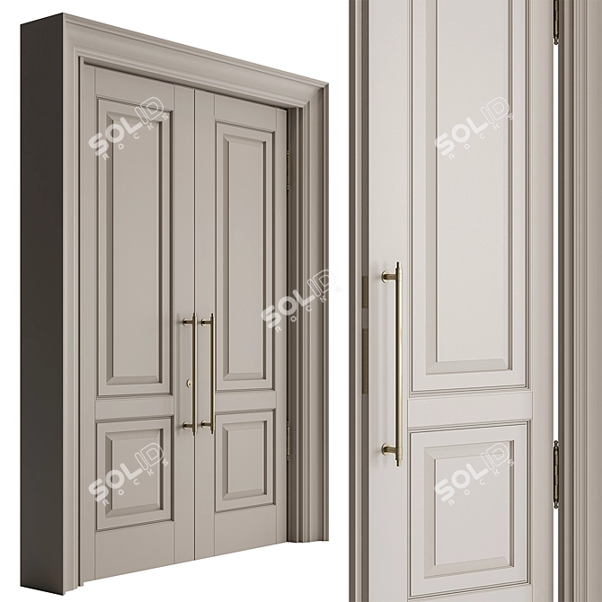 Rustic Wood Front Door Kit 3D model image 2