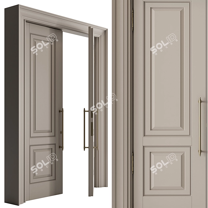 Rustic Wood Front Door Kit 3D model image 3