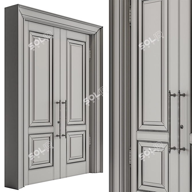 Rustic Wood Front Door Kit 3D model image 4