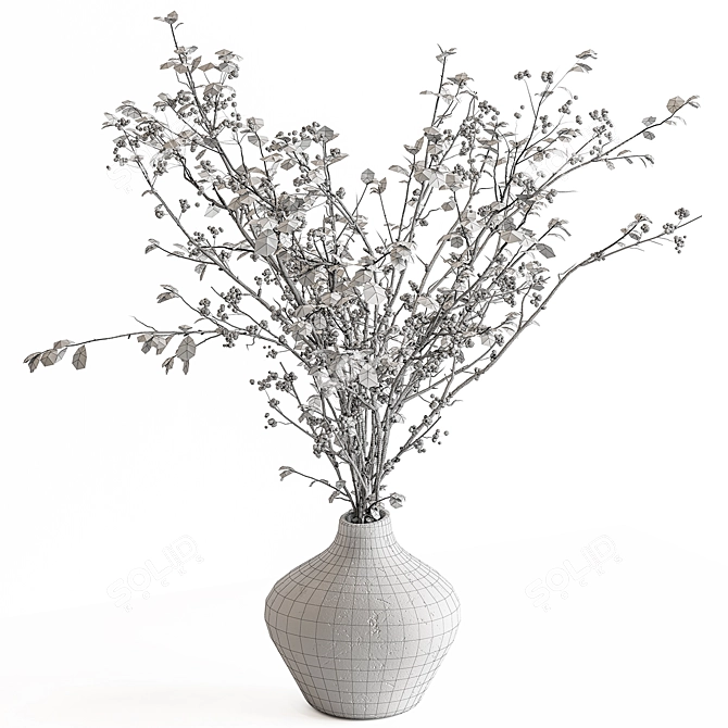 Fresh Green Branch Bouquet 3D model image 4