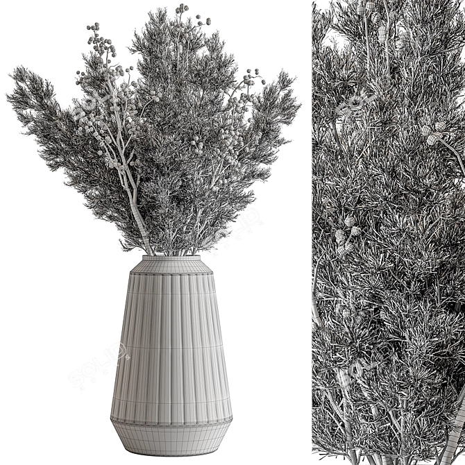 Snowy Pine Branch Bouquet 3D model image 3