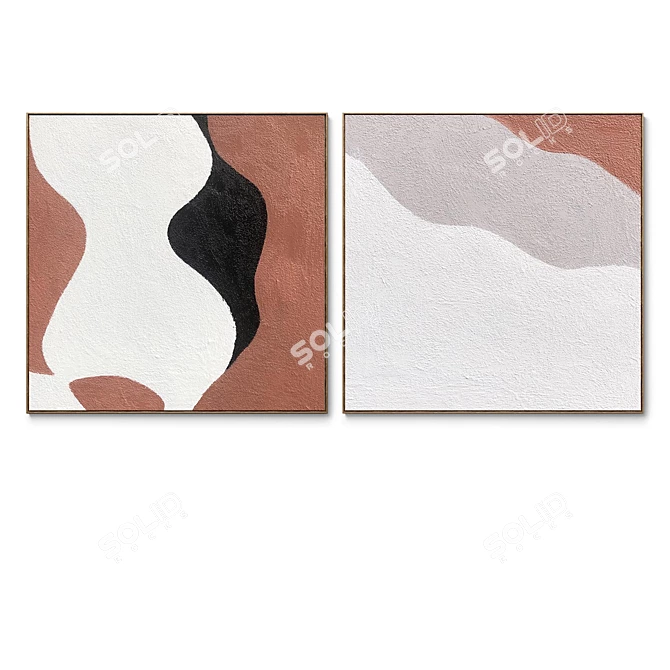 Square Plaster Photo Frames Set 3D model image 3