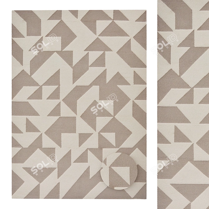 Modern Beige Geometric Rug 3D model image 1