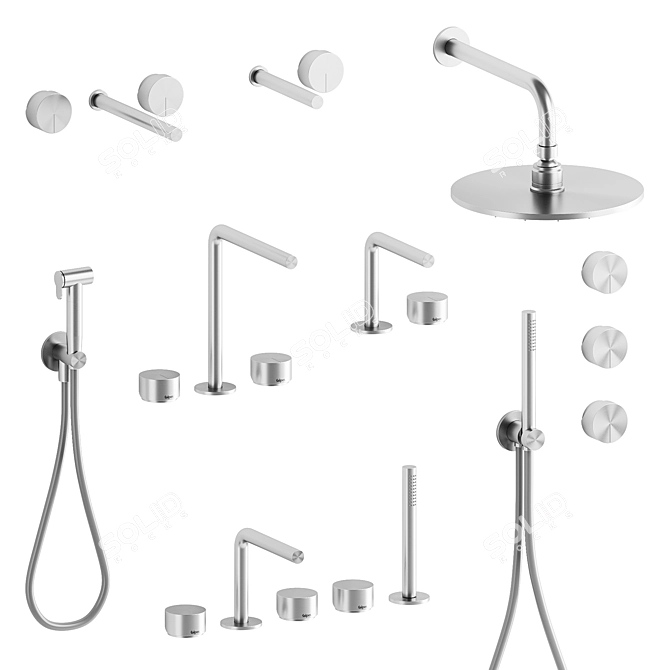 Modern Hydrobrush Fittings Collection 3D model image 1
