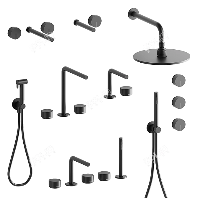 Modern Hydrobrush Fittings Collection 3D model image 2