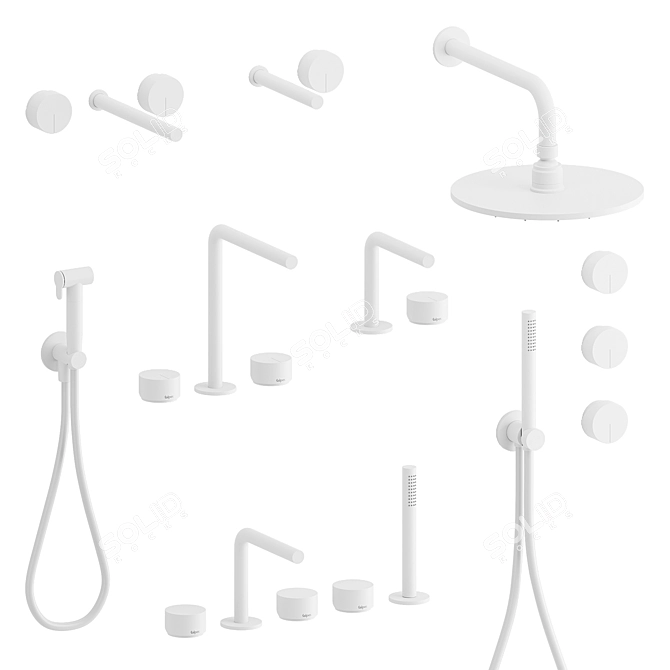 Modern Hydrobrush Fittings Collection 3D model image 3