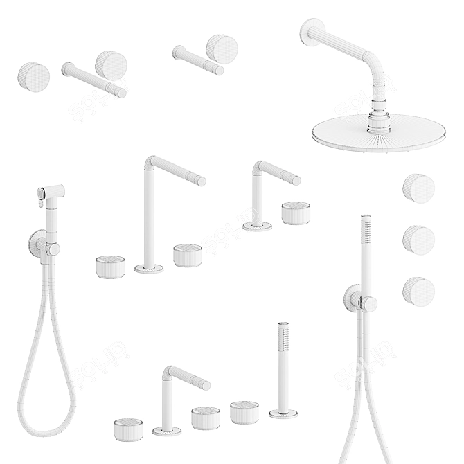 Modern Hydrobrush Fittings Collection 3D model image 6
