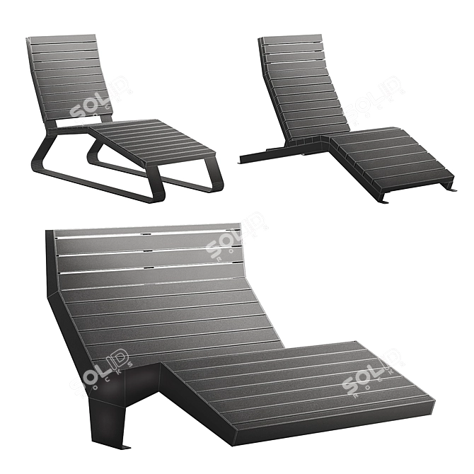 Urban Park Lounge Benches Set 3D model image 3