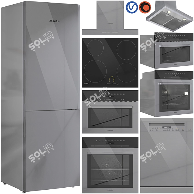 Miele Stainless Steel Appliance Set 3D model image 8