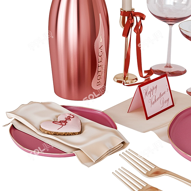 Valentine's Day Dining Table Setting 3D model image 2