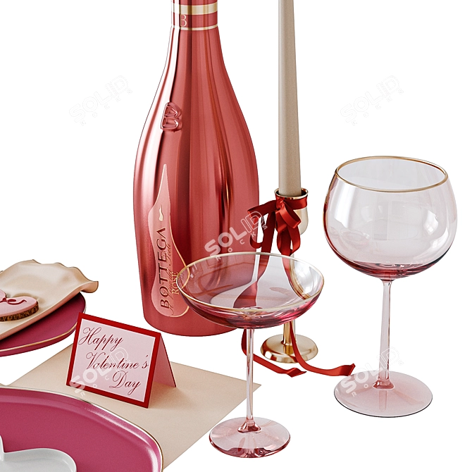 Valentine's Day Dining Table Setting 3D model image 3