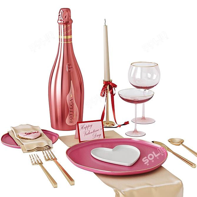 Valentine's Day Dining Table Setting 3D model image 6