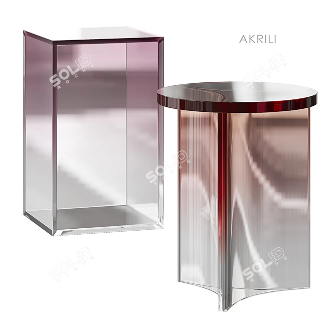 Akrili Acrylic Side Table Set 3D model image 1