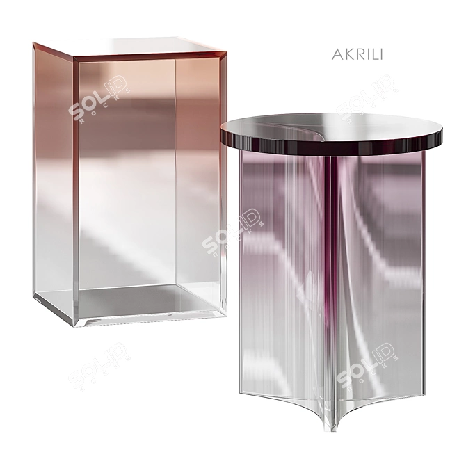 Akrili Acrylic Side Table Set 3D model image 2