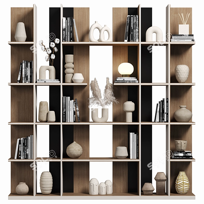 Versatile Modular Bookcase with Texture Options 3D model image 1