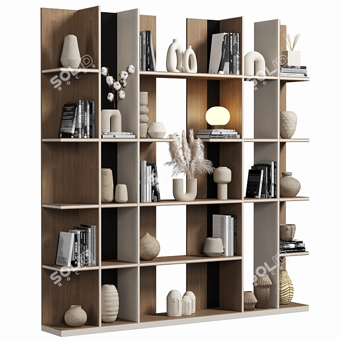 Versatile Modular Bookcase with Texture Options 3D model image 2