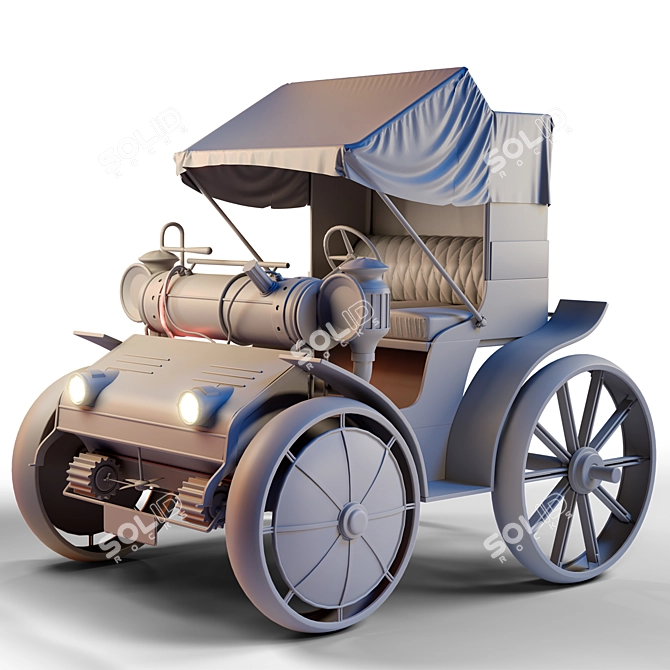 Hand-Painted Steampunk Wagon Texturing 3D model image 2