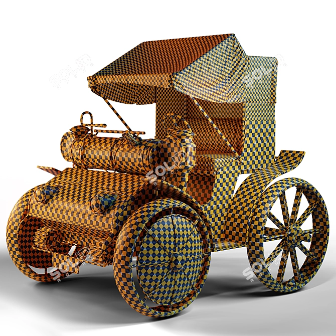 Hand-Painted Steampunk Wagon Texturing 3D model image 3