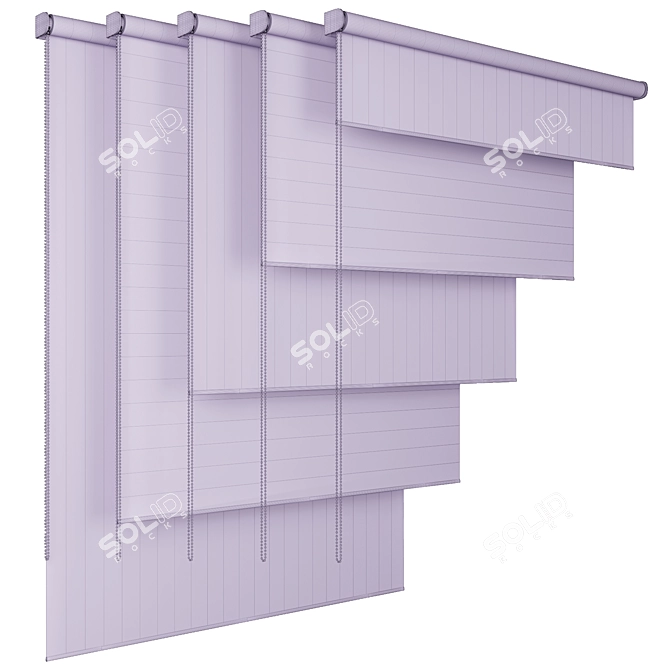 Roller Shades Set Varying Positions 3D model image 5