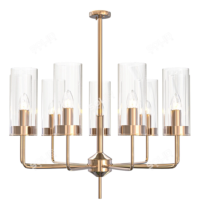 Post-Modern Amber Glass Chandelier 3D model image 2