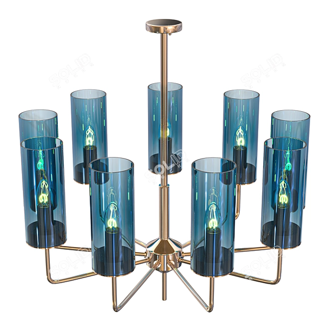 Post-Modern Amber Glass Chandelier 3D model image 3