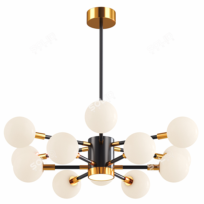 Double Dome Brass Chandelier 3D model image 1