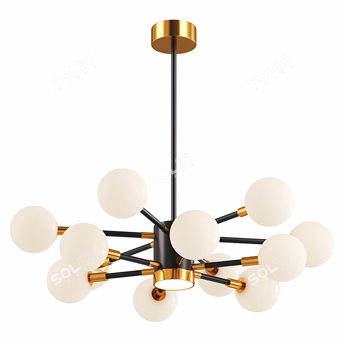 Double Dome Brass Chandelier 3D model image 3