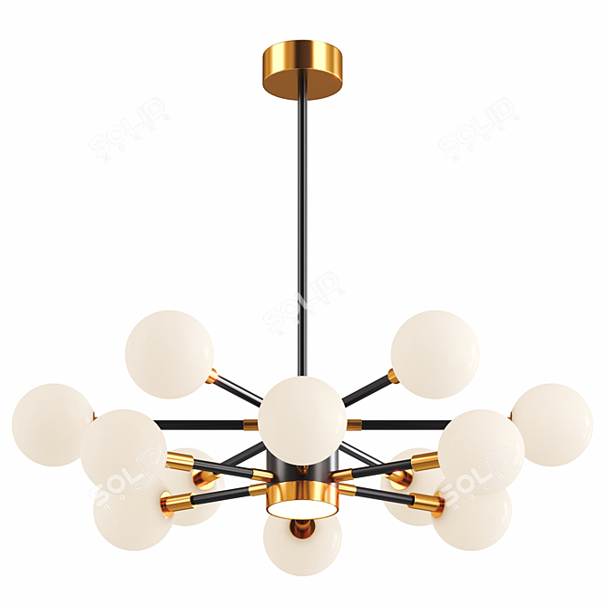 Double Dome Brass Chandelier 3D model image 4