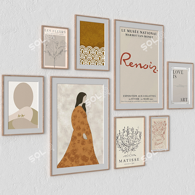 Modern Wall Paintings Set with Multiple Frame Options 3D model image 3